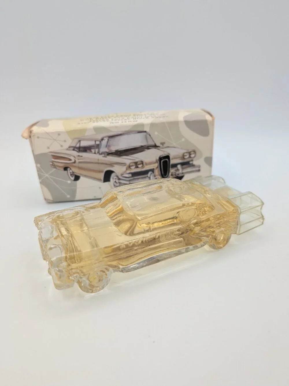 Avon 1958 Ford Edsel Glass Decanter After Shave Bottle Vintage Car Box 2.5 oz